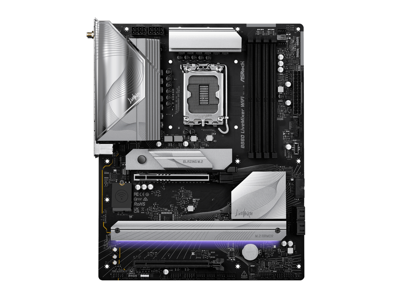 ASRock B860 LiveMixer WiFi LGA 1851 Intel B860 SATA 6Gb/s DDR5 Intel Core Ultra ATX  Motherboard
