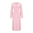 thumbnail image 4 of XVJRHAK Women Elegant Bodycon Dress Crew Neck Long Dress Elegant Long Sleeve Ribbed Bodycon Maxi Dresses (Pink,M), 4 of 8