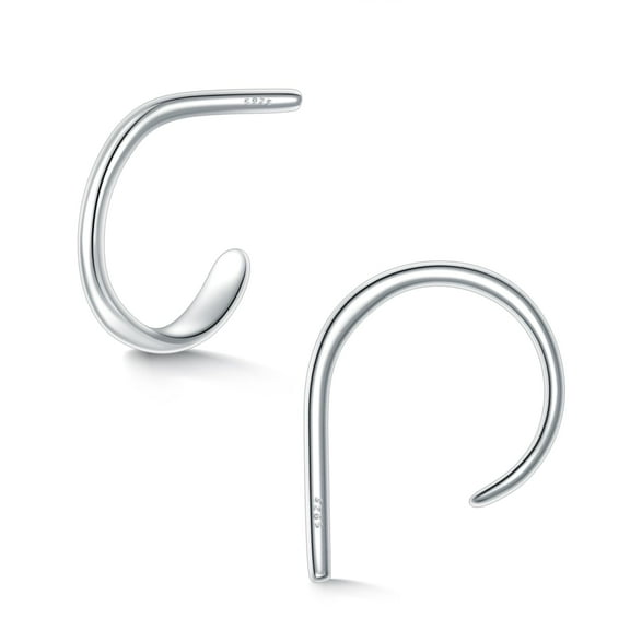 Half Hoop Earrings 925 Sterling Silver Huggie Hoop Earrings Small Adjustable Hoop Earrings for Women 10mm