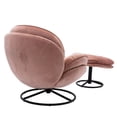 thumbnail image 4 of Swivel Accent Chair with Ottoman, Modern Velvet Lounge Chair and Ottoman Set, Home TV Reading Chair Office Armchair Chair with Footrest, Metal Base Frame for Living Room Bedroom, Pink, 4 of 7