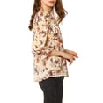 thumbnail image 5 of INSPIRE CHIC Women's Boho Blouse Floral Print Tie Neck 3/4 Sleeve Casual Tops XS Beige, 5 of 9