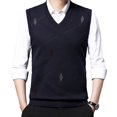 thumbnail image 3 of Mens Slim Fit Sweater Vest Knitted Tank Top Sleeveless Pullover Striped Top, 3 of 8