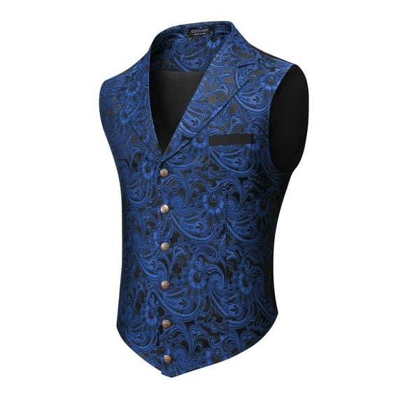 COOFANDY Mens Suit Vest Paisley Floral Victorian Vests Gothic Steampunk Formal Waistcoat Tuxedo Vests with Notched Lapels