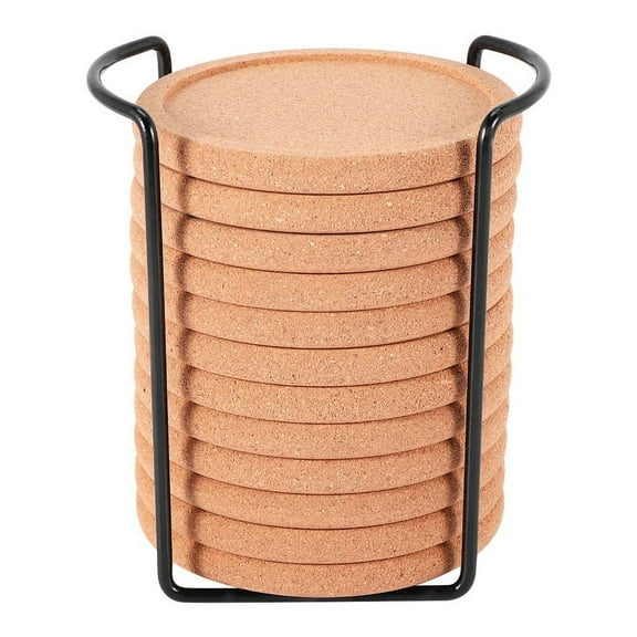 Cork Coasters with Lip for Drinks Absorbent Thick Rustic Saucer