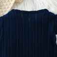 thumbnail image 5 of Ulanda Baby Boy Girl Clothes Color Block Bear Print Ribbed Knitted Outfits Long Sleeve Romper+ Pants 2PCS Outfit 0-12 Months (Navy, 6-9 Months), 5 of 6