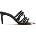 thumbnail image 2 of Schutz Lessie Black Strappy Mule Slip On Open Pointy Toe Stiletto Heeled Sandal (Black, 10), 2 of 2
