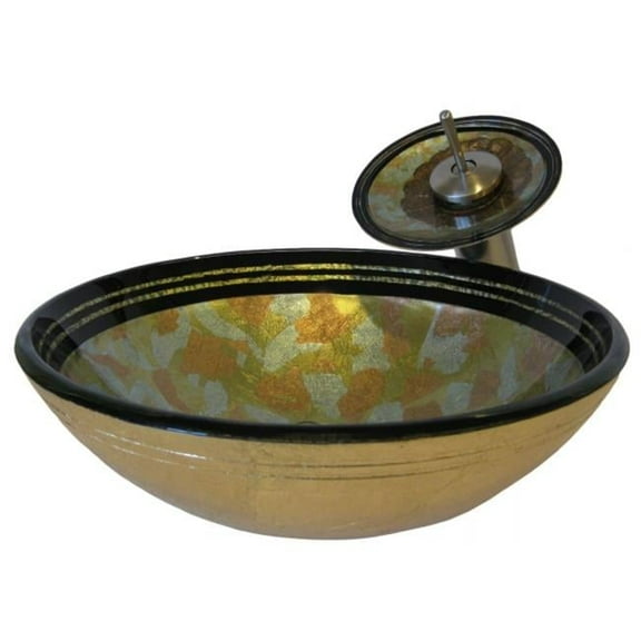 Novatto CELEBRAZIONE Glass Vessel Bathroom Sink Set, Brushed Nickel