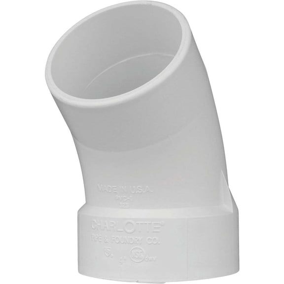 Charlotte Pipe Schedule 40 DWV 45-Degree Street Elbow, Hub/Spigot, 4-In.