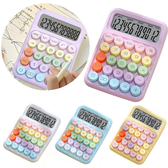 Creative Colorful Candy Colored Electronic Calculator,4 Function Calculator, 12 Digits LCD Display and Large Button, bubble Cute Calculator for Office, School, Home
