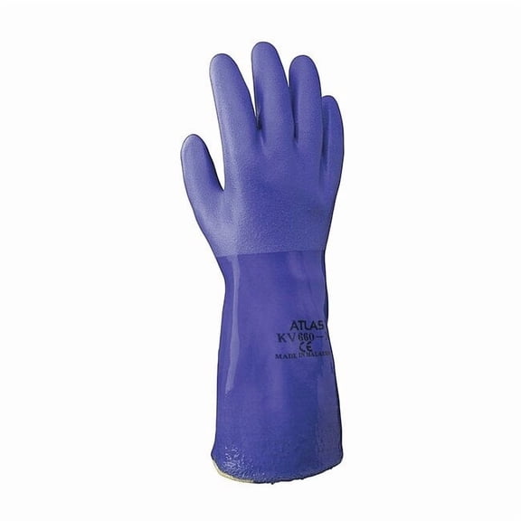 Showa Chem Restnt Gloves,Blue,Sz L,PR KV660L-09