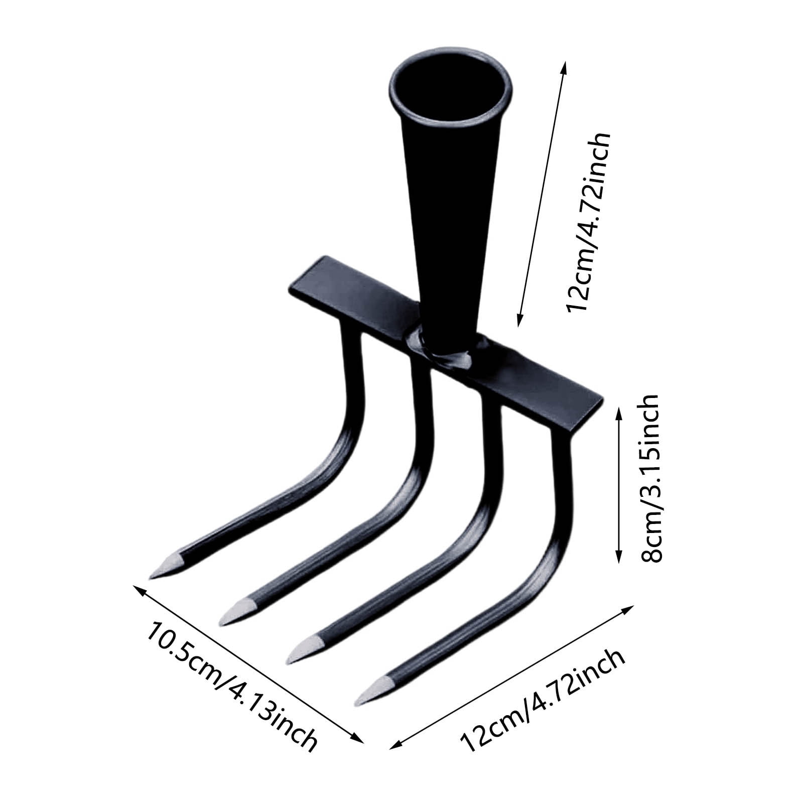 HEWANG Manganese Steel Garden Weeding Rake, Detachable Gardening Hand Weeder Puller Tool,for Lawn Yard and Garden Farm Uprooting (4 Tines)