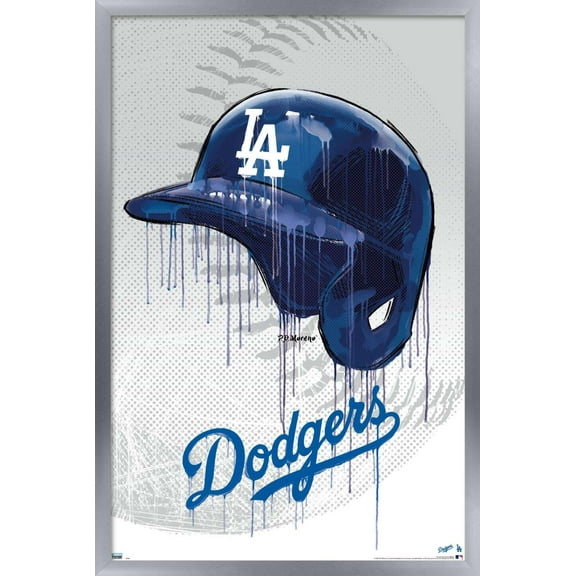 MLB Los Angeles Dodgers - Drip Helmet 20 Wall Poster, 22.375" x 34", Framed