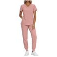 thumbnail image 2 of Fengactive Scrubs For Women Set V-Neck Top & Pants Medical Scrubs Nurse Uniform Clinical Modern Suit with Pockets, 2 of 9