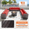 thumbnail image 6 of ALAULM 15 Piece Outdoor Patio Furniture Set with Gas Fire Pit Table Patio Furniture Sectional Sofa w/43in Propane Fire Pit, 55,000 BTU Auto-Ignition Firepit w/Glass Wind Guard, Red, 6 of 7