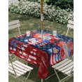 thumbnail image 3 of Square Outdoor Tablecloth with Umbrella Hole 4th of July Outside Table Cloth Waterproof Patio Table Cover Independence Day USA Blue Red Star Floral Zipper Tablecloths for Picnic Camping 60x60 Inch, 3 of 8