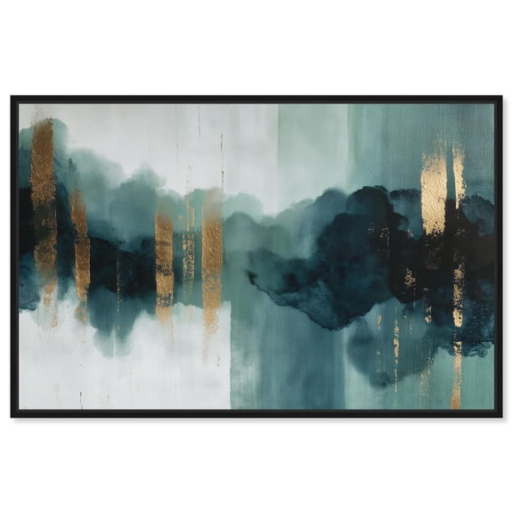 Teal Fog III Canvas Print Green Wall Art by Art Remedy, Black Frame, 15 x 10