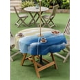 thumbnail image 4 of Outdoor Tablecloth with Umbrella Hole for Patio/Picnic/Party/Camping, Navy Blue Ombre Beach Waterproof Table Cloth Round Cover Washable, Summer Ocean Coastal Gradient Waves (Dia 60"), 4 of 8
