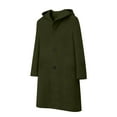 thumbnail image 4 of Womens Long Trench Coat Solid Color Loose Long Sleeve Lapel Collar Hooded Jackets Fall Winter Elegant Outerwear New Lightweight Jacket Women Green XXL, 4 of 8