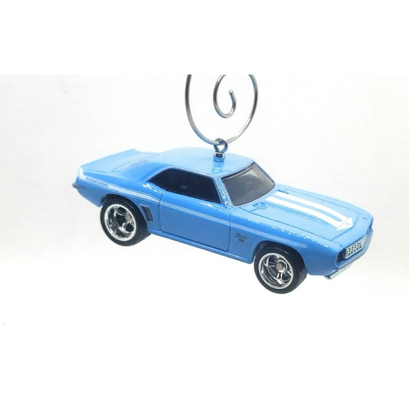 Christmas Ornament for 1969 Chevy Camaro Blue White Stripe