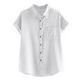 thumbnail image 4 of Pxiakgy Linen Shirts for Women Summer Style French Top Loose Design Small Fly Sleeves Cotton And Linen Shirt Shirt Summer Loose Fit Short Sleeve Button Down Shirts for Women, 4 of 4
