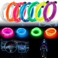 thumbnail image 1 of Luz de ambiente LED fría para coche, luz de ambiente interior, luz de ambiente, línea luminosa, luz para hueco de puerta, verde fluorescente, 3 m [con USB] (juego), 1 of 4