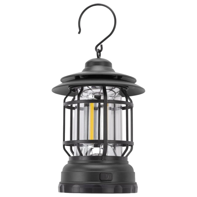 Linterna de camping portátil al aire libre LED tienda de campaña linterna multifuncional retro colgante COB luz portátil de emergencia negro