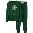 thumbnail image 1 of Gibobby Conjuntos de sudadera con bloques Trajes informales con estampado de diente de león, cuello redondo, manga larga y pantalones largos para mujer para l(Verde,CH), 1 of 4