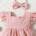 thumbnail image 4 of TOWED22 Baby Girl Romper Sleeveless Plaid Ruffle Baby Bubble Romper Bodysuit Jumpsuit Infant Girl Summer Clothes Red,0-3 M, 4 of 5