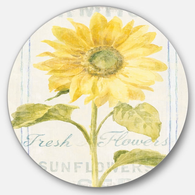 Designart 'Floursack Florals II' Art Mural Cercle en Métal Style Ferme