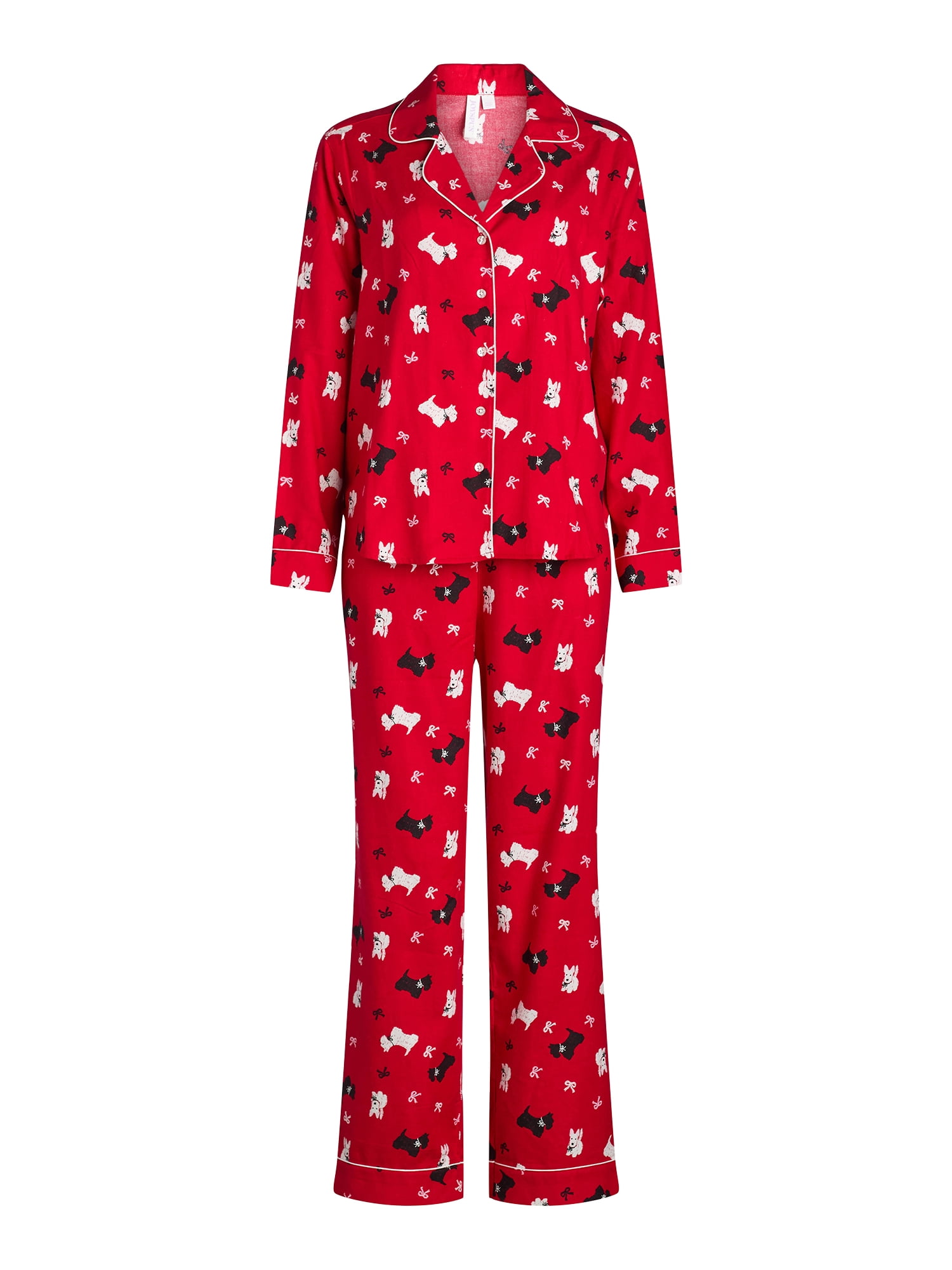 Joyspun Women's Flannel Long Sleeve Top and Pants Pajama Set, 2-Piece, Sizes XS-3X