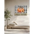 thumbnail image 4 of Thanksgiving Hello Pumpkin Canvas Print Wall Art Framed Canvas Art Wall Decor Orange Sunflower Fall Leaf Plaid Pictures Painting Morden Artwork for Living Room Bedroom, Ready to Hang - 12"x16", 4 of 6