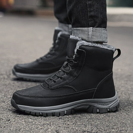 Man Tactical Boots Men s Botas Black Hunting Snow Boots Warm Winter Fashionable Thick Comfortable Solid Color Thick Sole New Style Boots 45