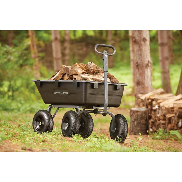 Gorilla Carts Heavy Duty Poly Yard Dump Cart Garden Wagon with 15 Tires
