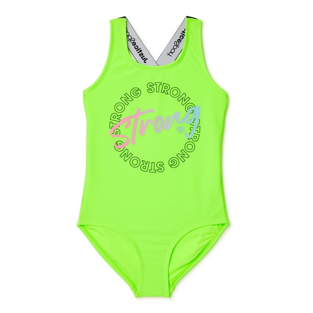 Justice Justice Girls One Piece Cross Strap Strong Swimsuit Sizes 6 22 Plus Walmart Com Walmart Com