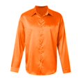 thumbnail image 5 of Mens Long Sleeve Shirt Casual Regular Fit Basic Shirts Solid Color Loose Collared Workwear Orange Size XXL, 5 of 5