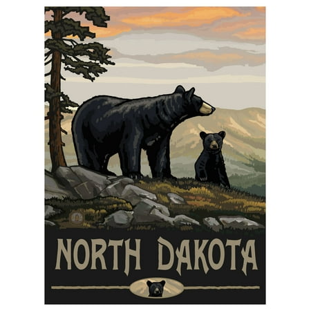 North Dakota Black Bear Family Travel Art Print Poster by Paul A. Lanquist (9
