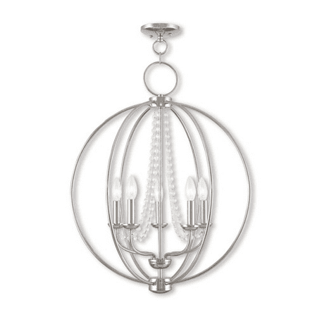 

Chandeliers 5 Light With Steel Polished Chrome Finish size 22 in 300 Watts - World of Crystal