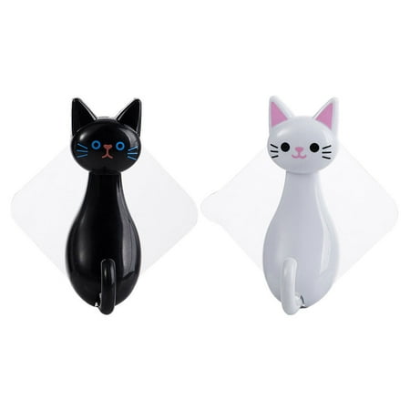 

COSLUS 2Pcs Home Wall Hooks Cartoon Cat Hooks Bathroom Towel Hooks Bathroom Supplies