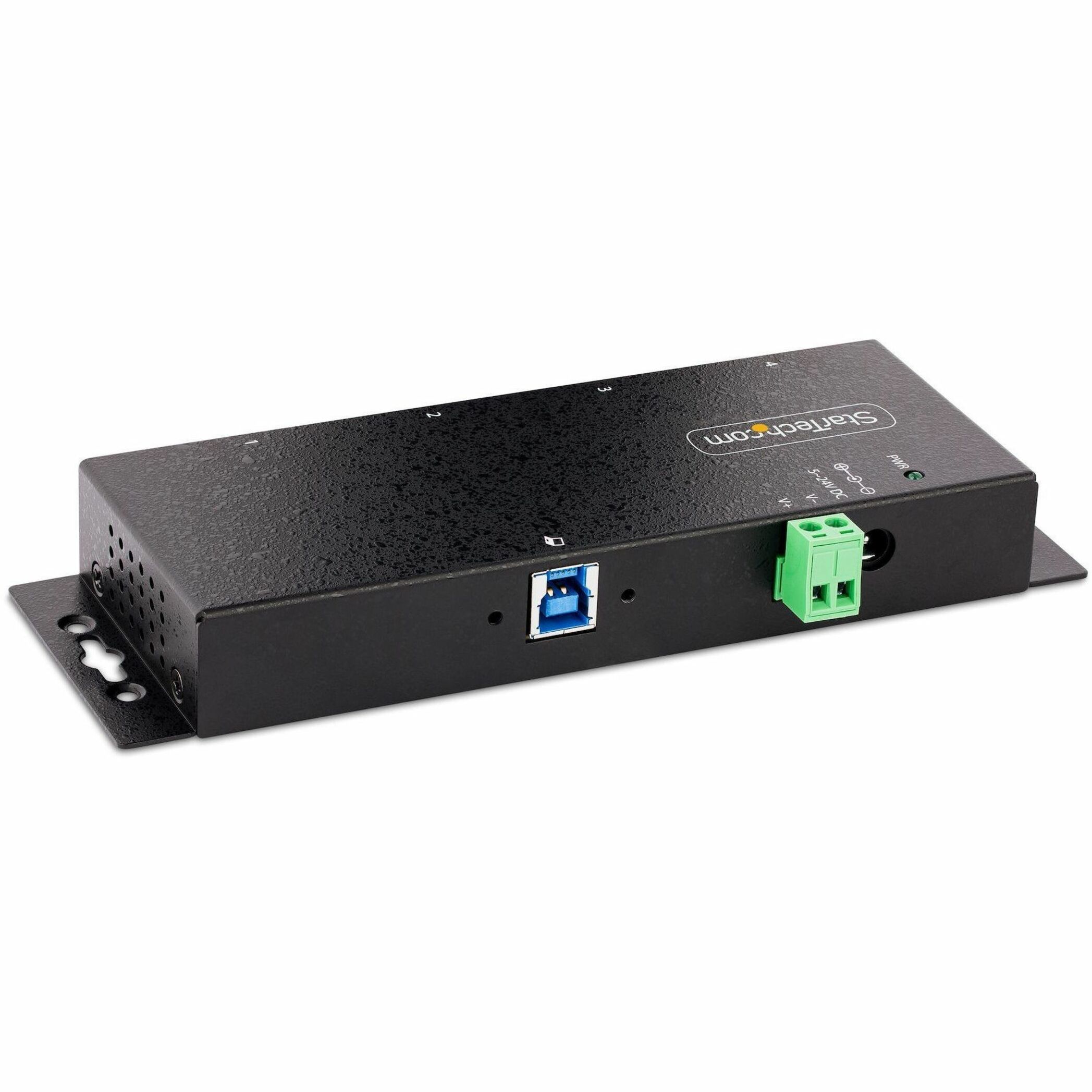 StarTech.com 4-Port Industrial USB 3.0 5Gbps Hub, Black, Black