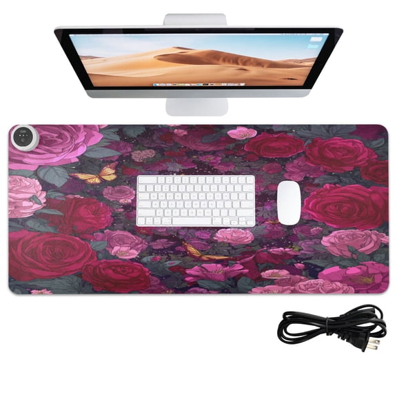 Wobogo Galaxy Rose Heated Mouse Pad Extra-Large Desk Mat With 3 Heating Levels and 3-hour Auto Shut-Off Protection Ideal for Computer Keyboards Home Office Hand-warming Essential 31.5in × 13in