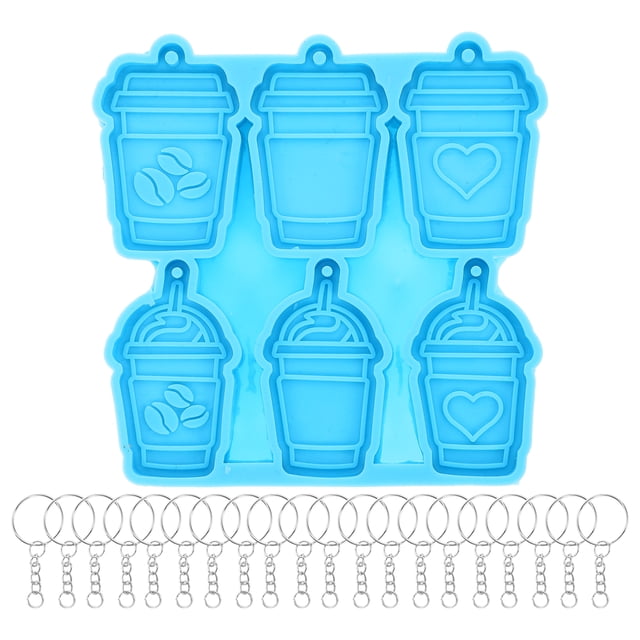 1 Juego de moldes de silicona para llavero, molde para amuleto de taza de bebida, molde antiadherente para taza de café, molde para hacer bricolaje