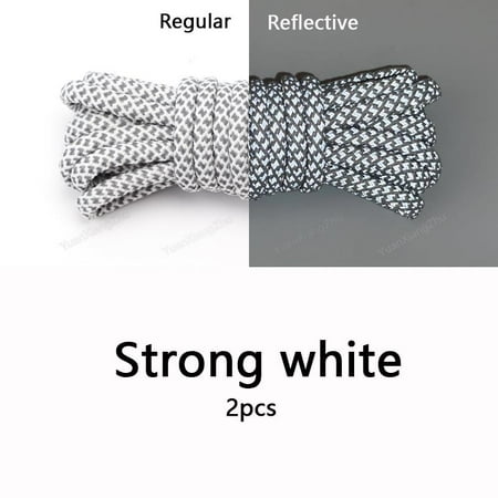 

3M Reflective Shoelaces Fashion Rainbow Shoelace for Sneakers Round Laces for Shoes Diameter 0.4cm 100/120/140/160cm Shoestrings Strong white 140cm