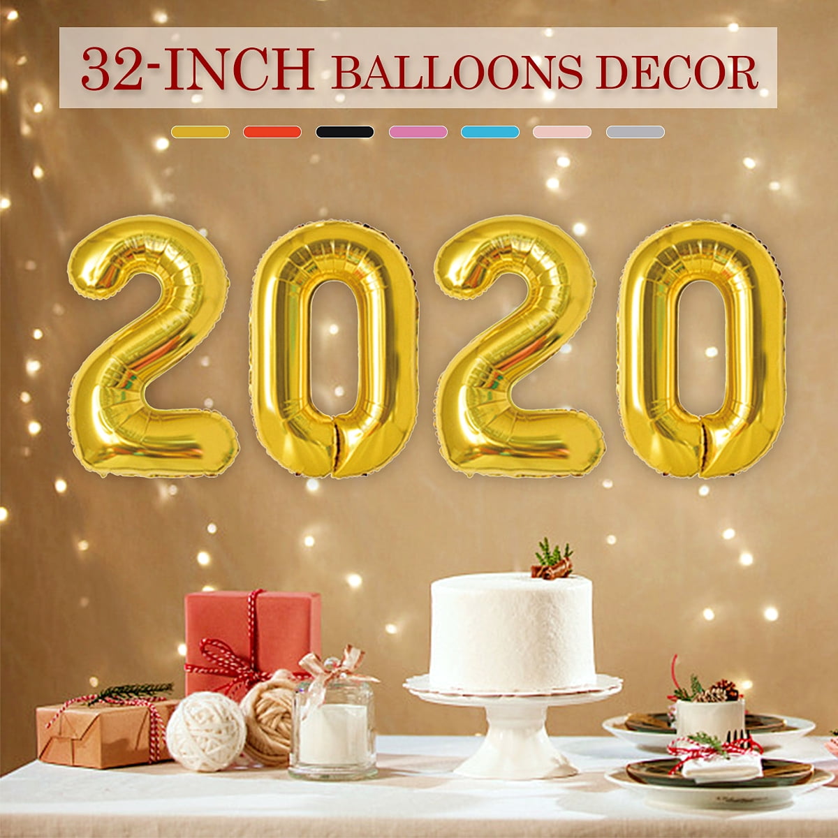 2020 Happy New Year Gold/Silver/Rose Aluminum Foil Helium Balloon Home Decor 