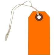 JAM Paper Small Neon Orange Paper Gift Tags, with String 3.25" x 1.62" x 2" (100 Count)