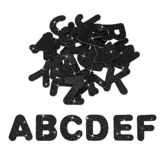 Alphabet Foam Stickers, 104Pcs Letters A-Z EVA Self Adhesive Glitters Foam Shape Sticker Craft Supplies for Scrapbook Card DIY Making Home Decor, Black