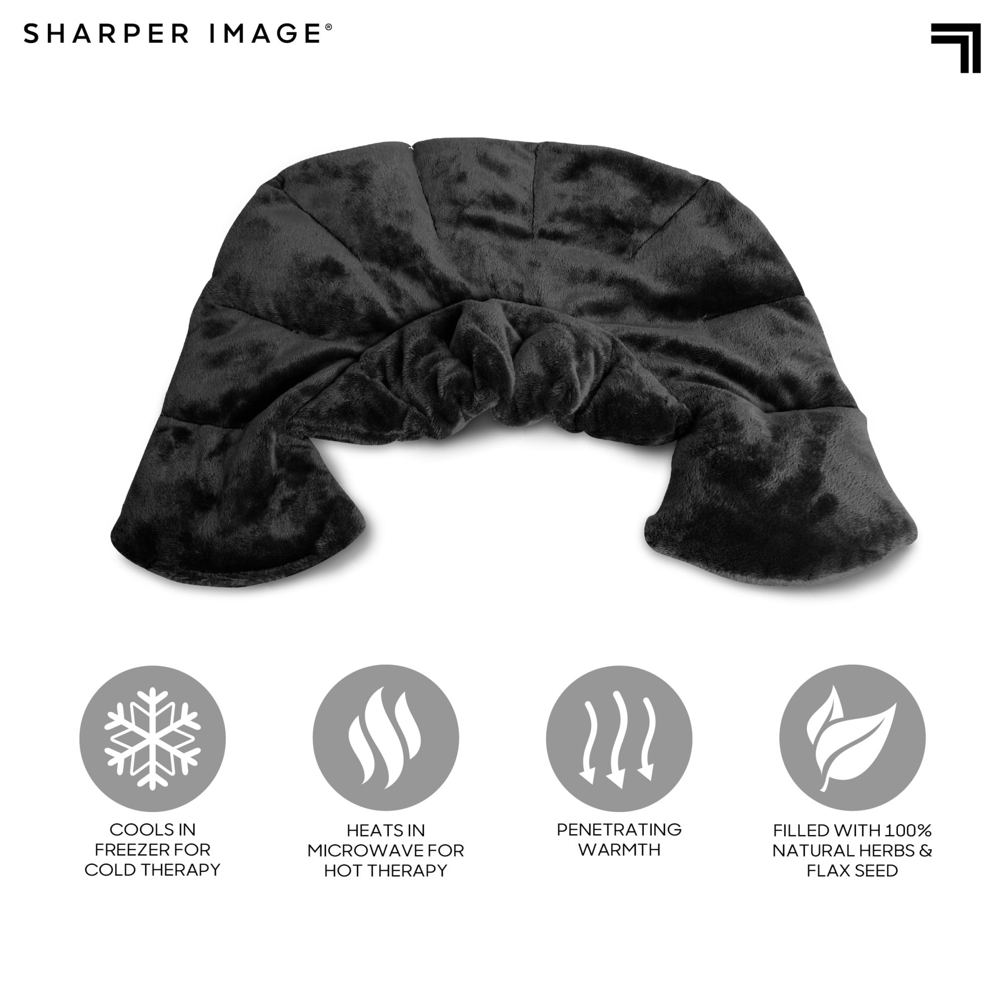 Sharper Image® Hot & Cold Herbal Aromatherapy Neck & Shoulder Plush Wrap Pad for Soothing Muscle Pain and Tension Relief Therapy, 100% Natural Lavender & Herb Spa Blend, Use in Microwave or Freezer