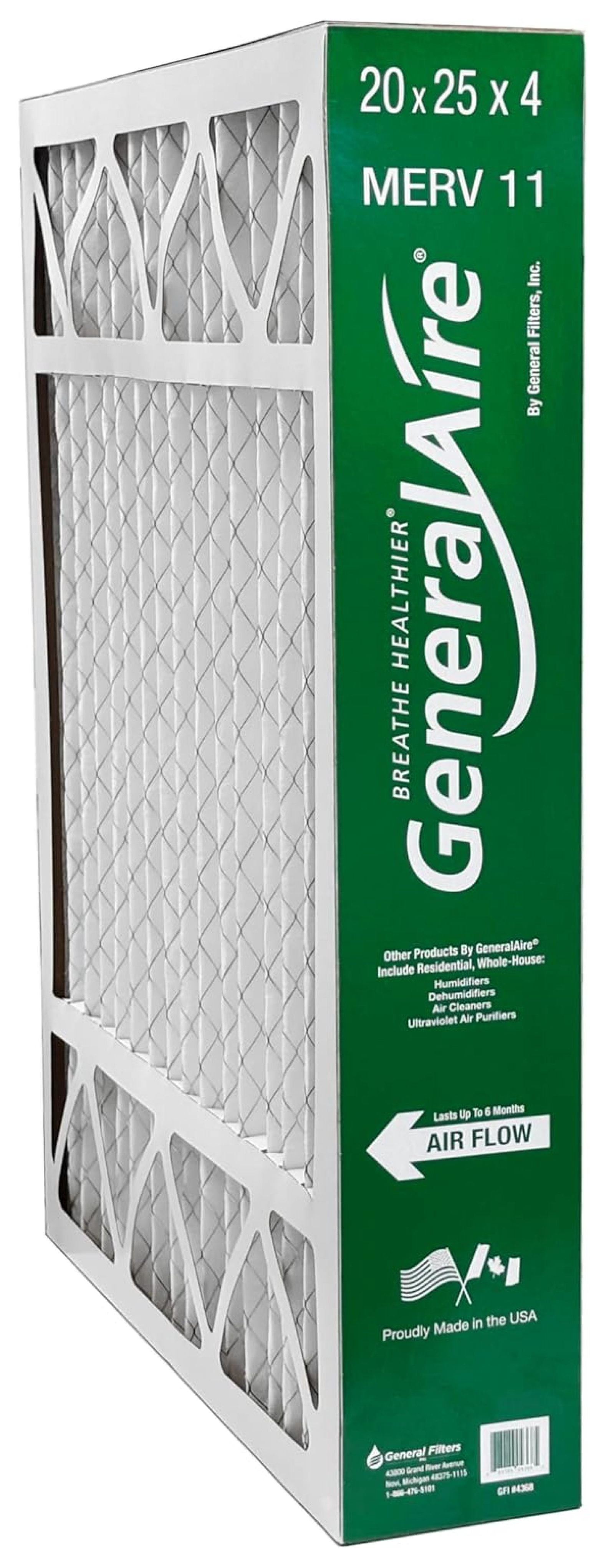 2-PK- Generalaire #4368-Replaces FC100A1037-20"x 25" x 4.5" Merv 11 Air Filters