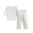 thumbnail image 2 of Girls' Spring And Summer Solid Color Ice Silk Home Clothes Set Ice Silk Long Pants Round Neck Long Sleeve Long Pants Set Home Clothes Sizes 0-14, 2 of 7