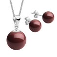 thumbnail image 1 of Set Collar Dije Perla Aretes Poste Zvezda Plata 0.925 Mujer vino Unitalla, 1 of 4