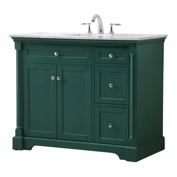 Elegant Decor Clarence 42" Solid Wood Metal Single Bathroom Vanity Set in Green